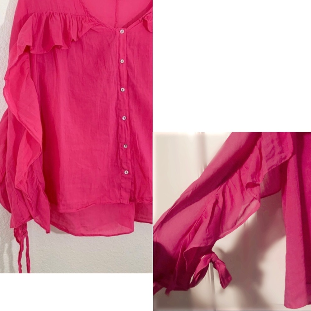 Zara Basic Collection Hot Pink Ruffles Blouse - image 7